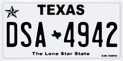 TX license plate DSA4942