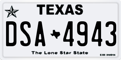 TX license plate DSA4943