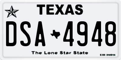 TX license plate DSA4948