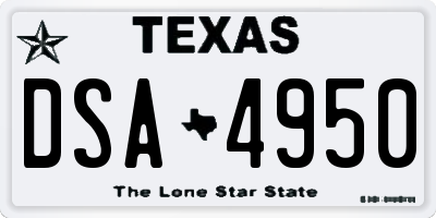 TX license plate DSA4950