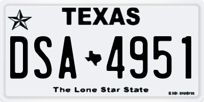 TX license plate DSA4951