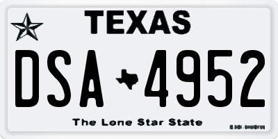 TX license plate DSA4952
