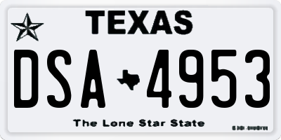 TX license plate DSA4953