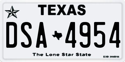 TX license plate DSA4954