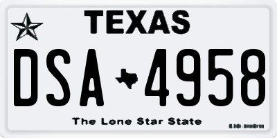 TX license plate DSA4958