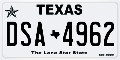TX license plate DSA4962