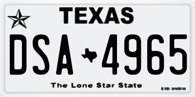 TX license plate DSA4965