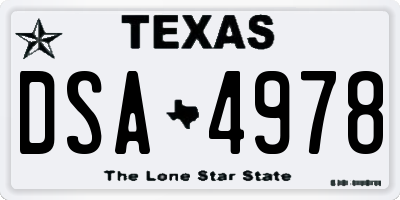 TX license plate DSA4978