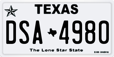 TX license plate DSA4980