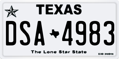 TX license plate DSA4983