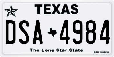 TX license plate DSA4984