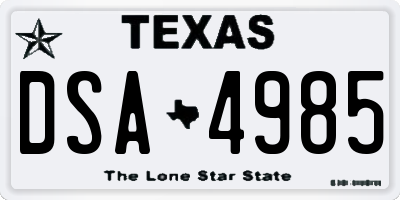 TX license plate DSA4985