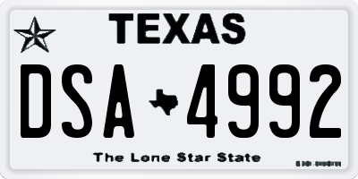 TX license plate DSA4992