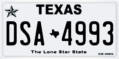 TX license plate DSA4993