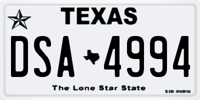 TX license plate DSA4994