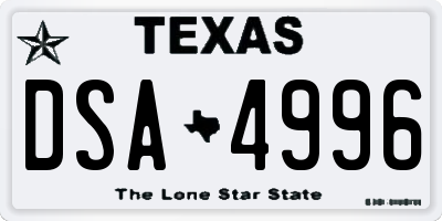 TX license plate DSA4996