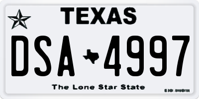 TX license plate DSA4997