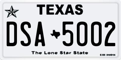 TX license plate DSA5002