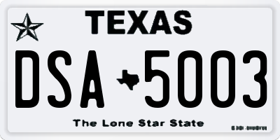 TX license plate DSA5003
