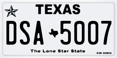 TX license plate DSA5007