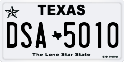 TX license plate DSA5010