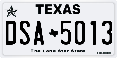TX license plate DSA5013