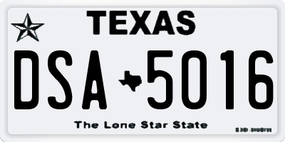 TX license plate DSA5016