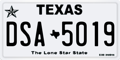 TX license plate DSA5019