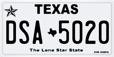 TX license plate DSA5020
