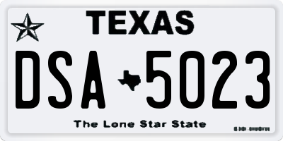 TX license plate DSA5023