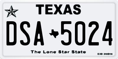 TX license plate DSA5024