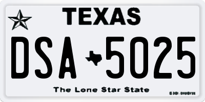 TX license plate DSA5025