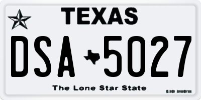 TX license plate DSA5027