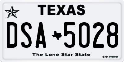 TX license plate DSA5028