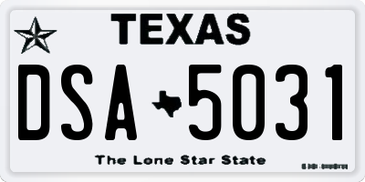 TX license plate DSA5031