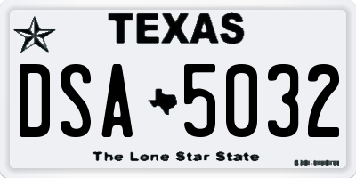 TX license plate DSA5032