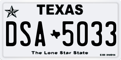 TX license plate DSA5033