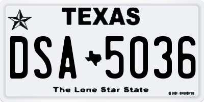 TX license plate DSA5036