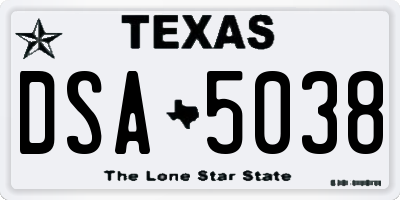 TX license plate DSA5038