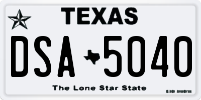 TX license plate DSA5040
