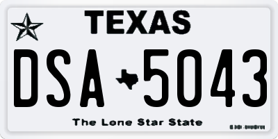 TX license plate DSA5043