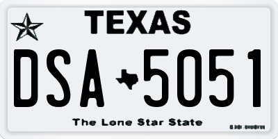 TX license plate DSA5051