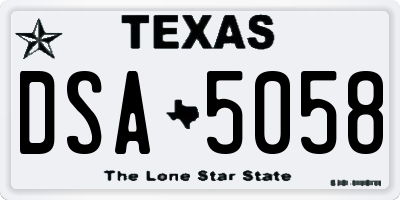 TX license plate DSA5058