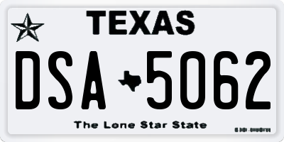 TX license plate DSA5062