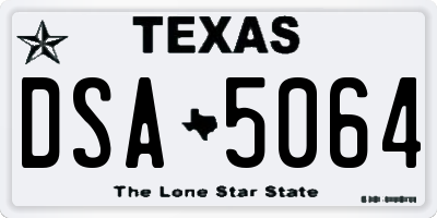 TX license plate DSA5064