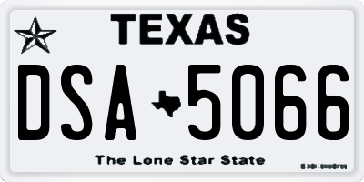 TX license plate DSA5066