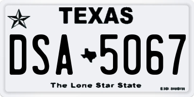 TX license plate DSA5067