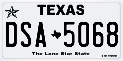 TX license plate DSA5068