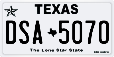 TX license plate DSA5070