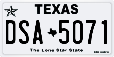 TX license plate DSA5071